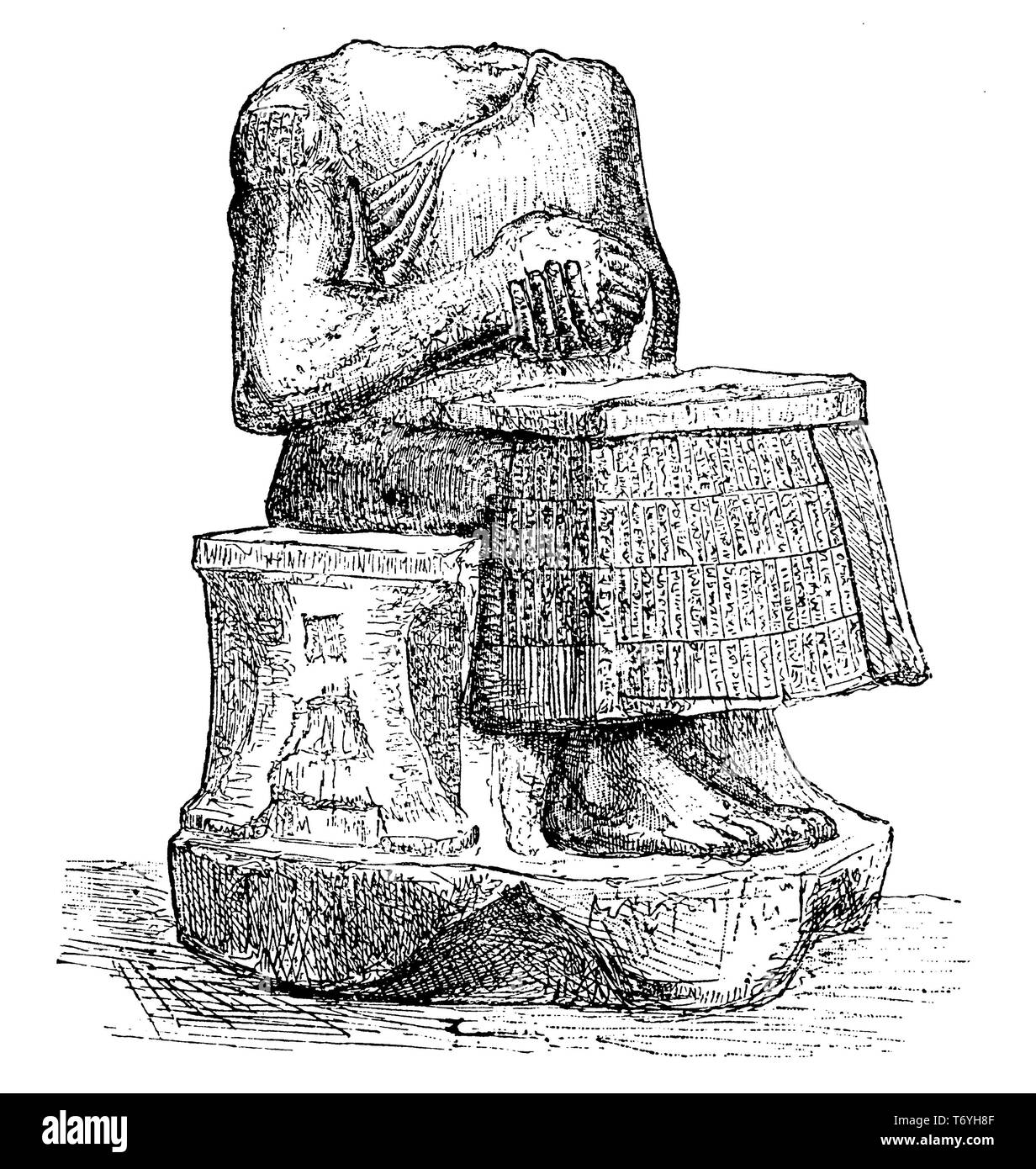 Goudea. Statue von Tello. Im Louvre, Paris, 1892 Stockfoto