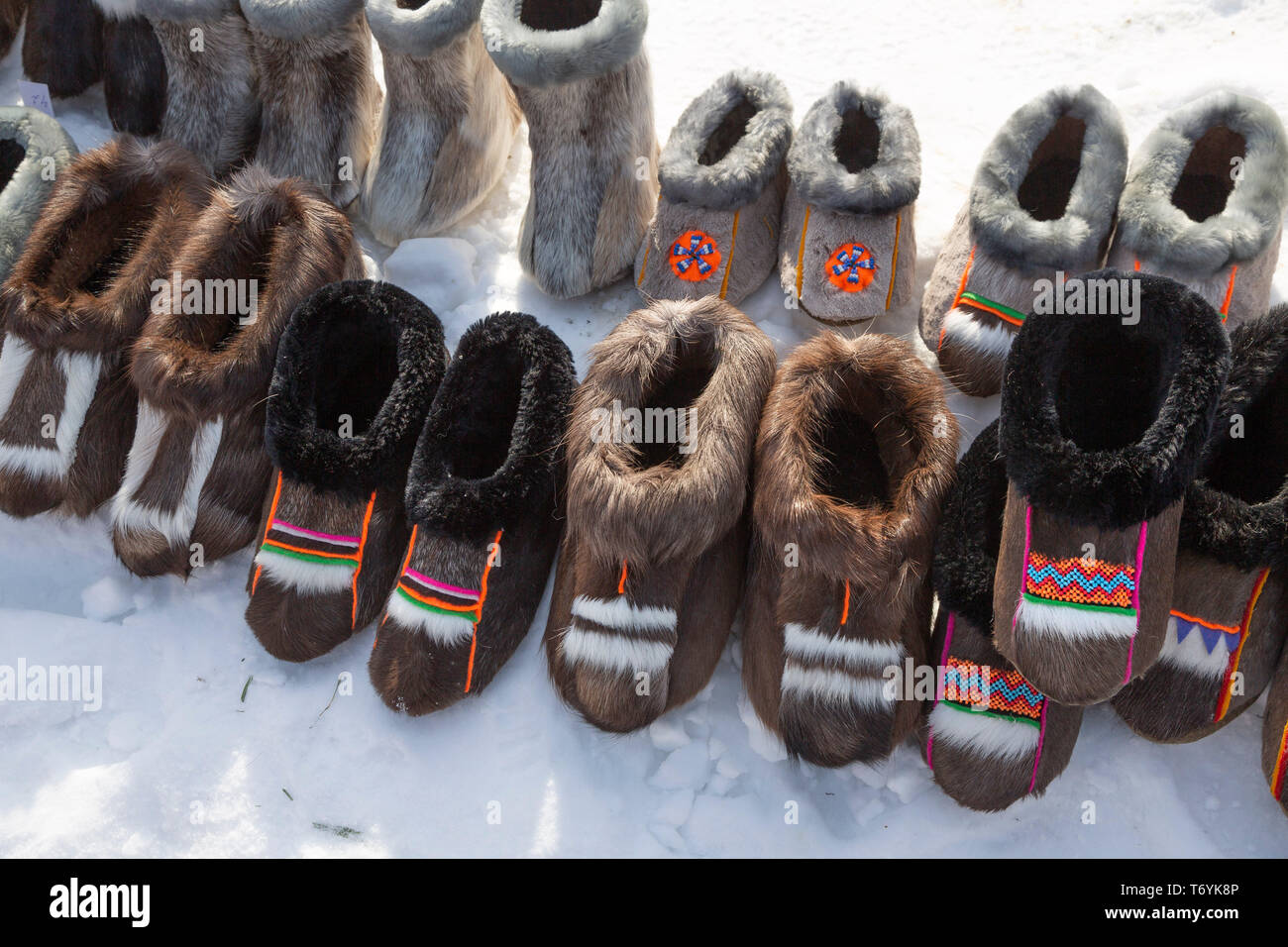 Russland, der Jamal-nenzen Autonome Region, Halbinsel Yamal, traditionelle Fell stand Stockfoto