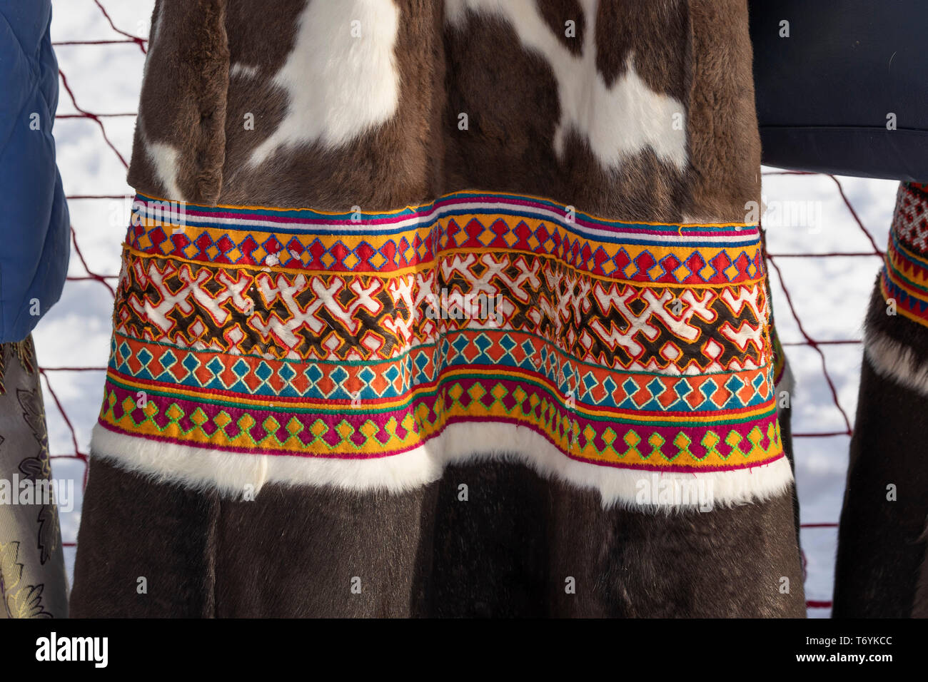 Russland, der Jamal-nenzen Autonome Region, Halbinsel Yamal, traditionelle Kleidung. Stockfoto