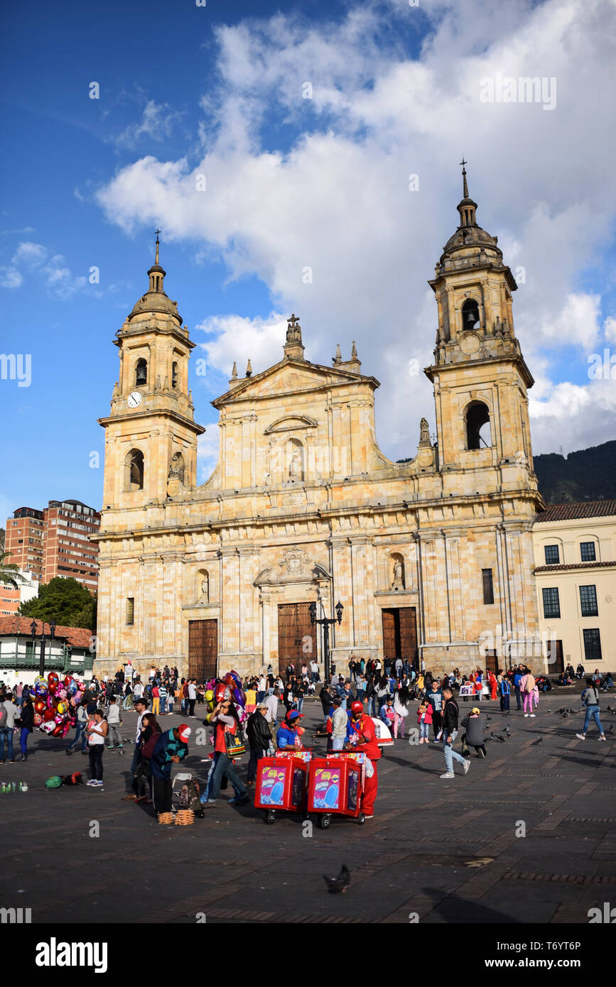 Primatial Kathedrale von Bogota Plaza Bolivar, Bogota, Kolumbien Stockfoto