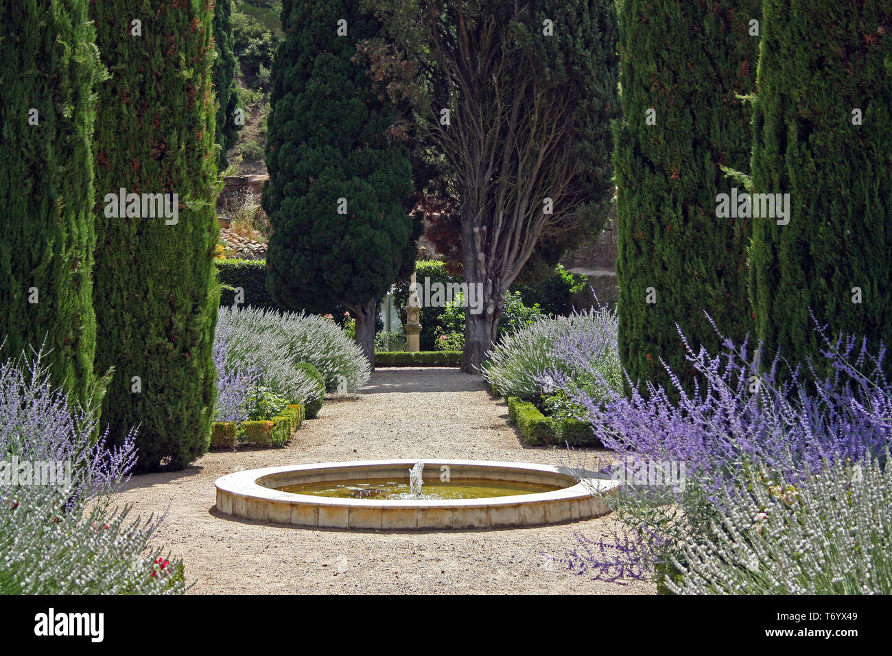 Klostergarten, Abtei Fontfroide, Narbonne, Frankreich Stockfoto