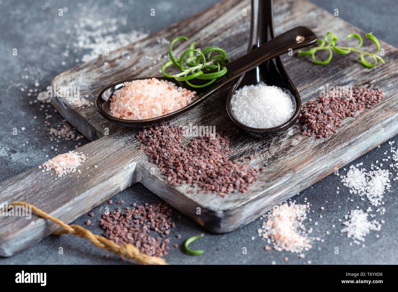 Verschiedene Arten von Salz. Stockfoto