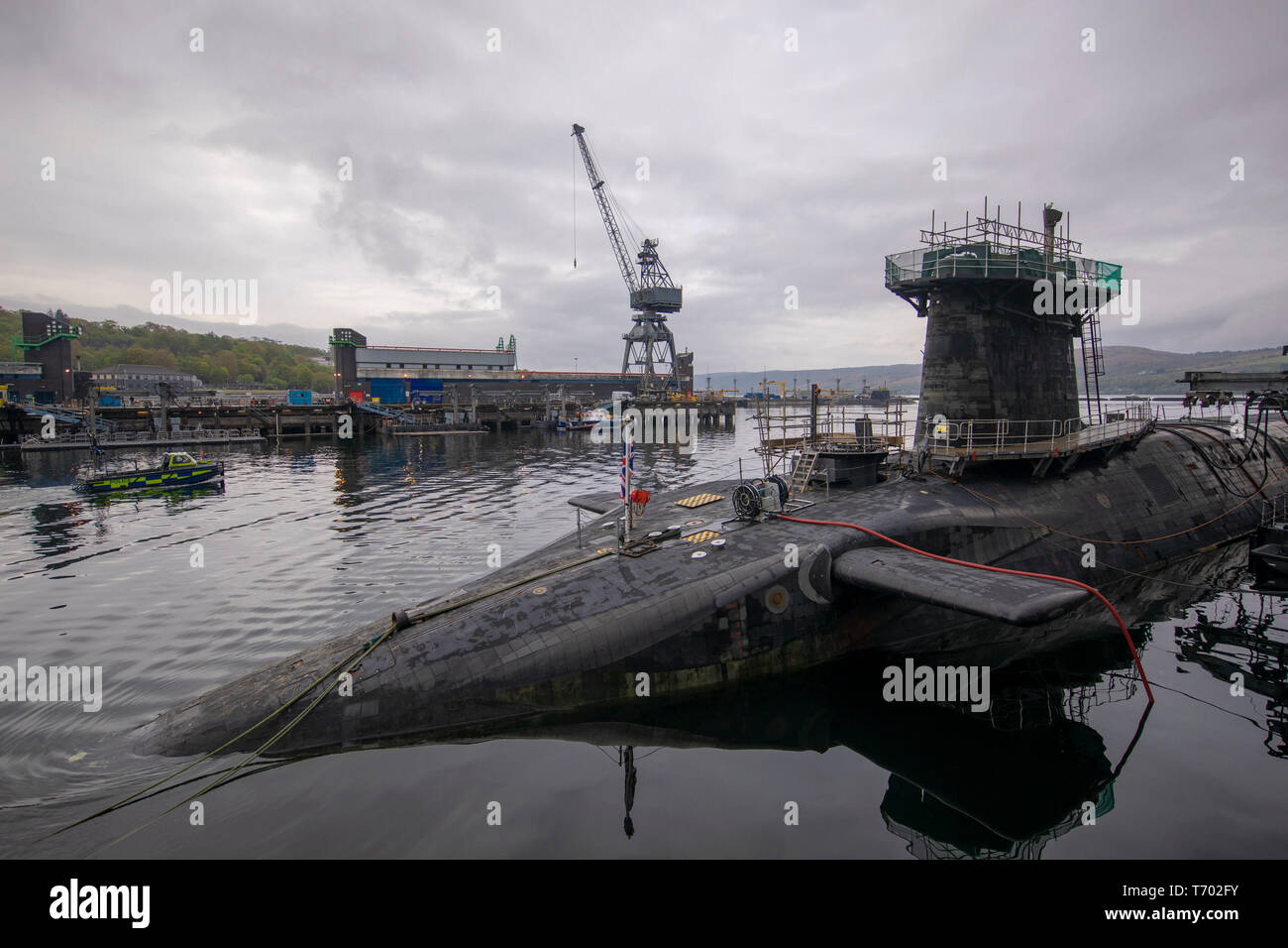 HMS wachsam bei HM Marinestützpunkt Faslane, Clyde, die Vanguard U-Boot trägt Trident nukleare Abschreckung in Großbritannien. Stockfoto