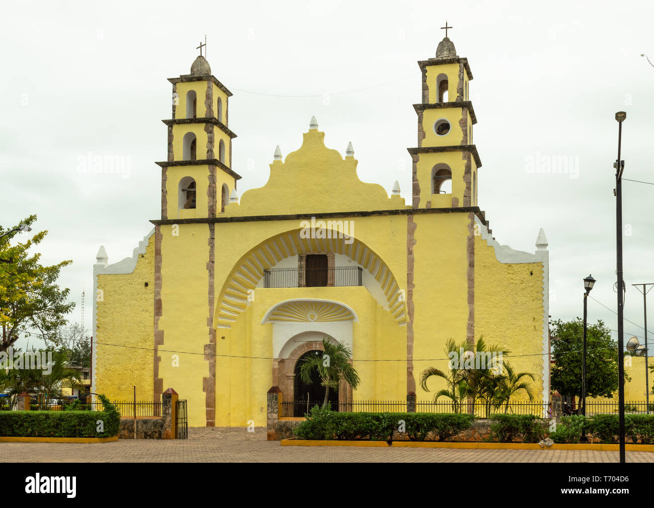 Main Kirche in Halacho, Yucatan, Mexiko. Stockfoto