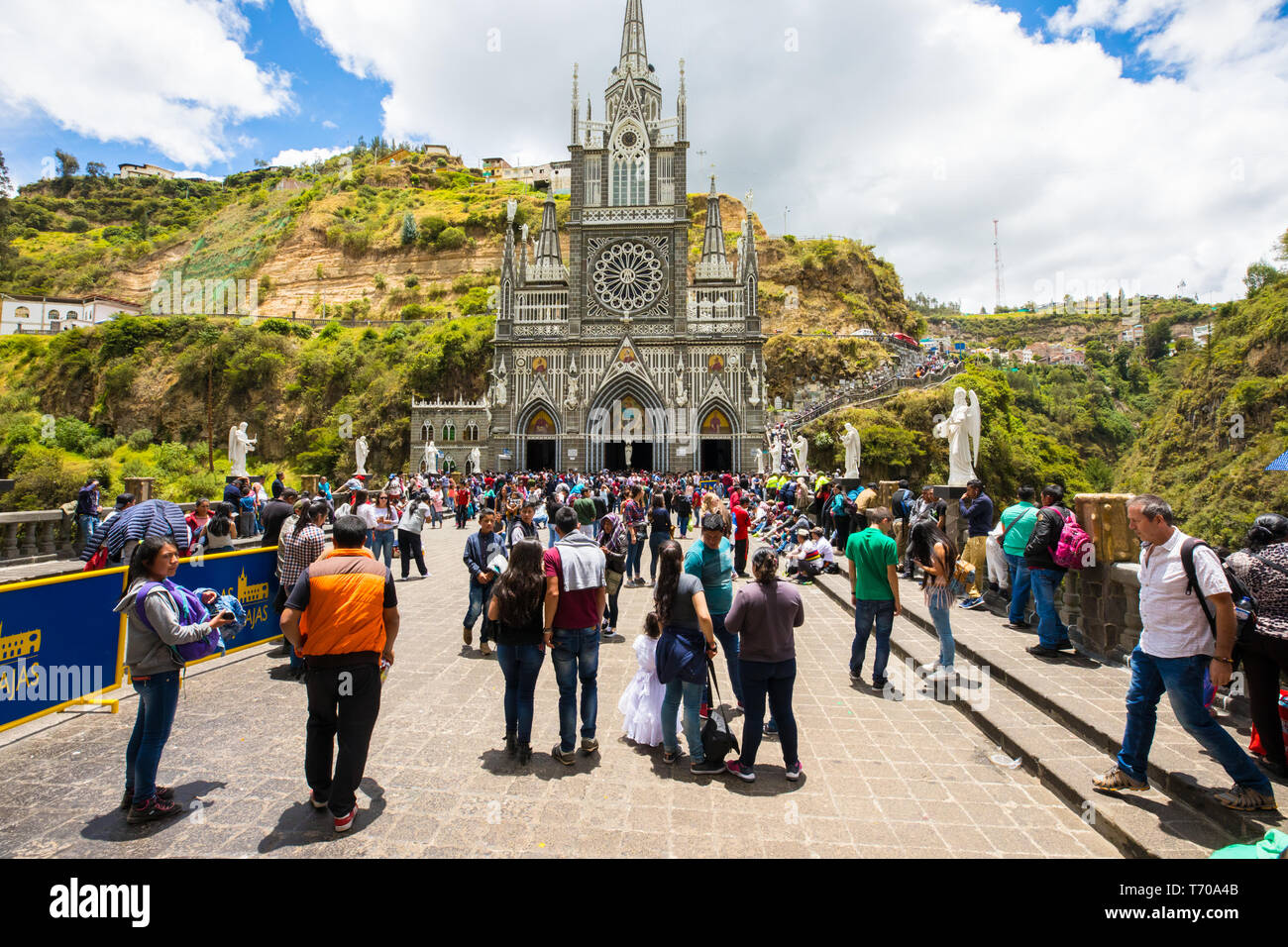 Wallfahrtskirche von Las Lajas Vorderansicht Ipiales Kolumbien Stockfoto
