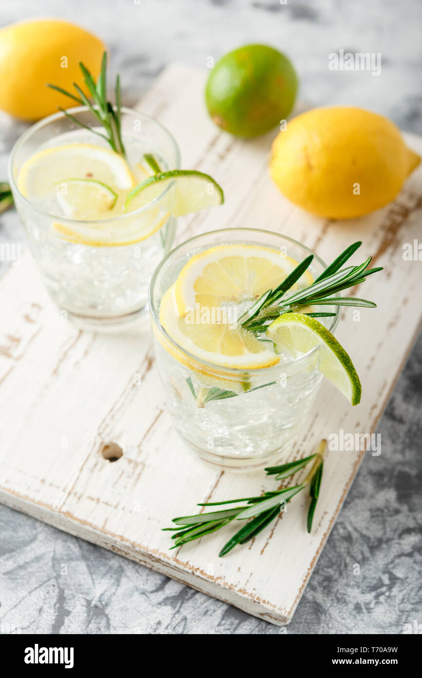 Kühlung alkoholischen und alkoholfreien Cocktail mit Zitrone Stockfoto