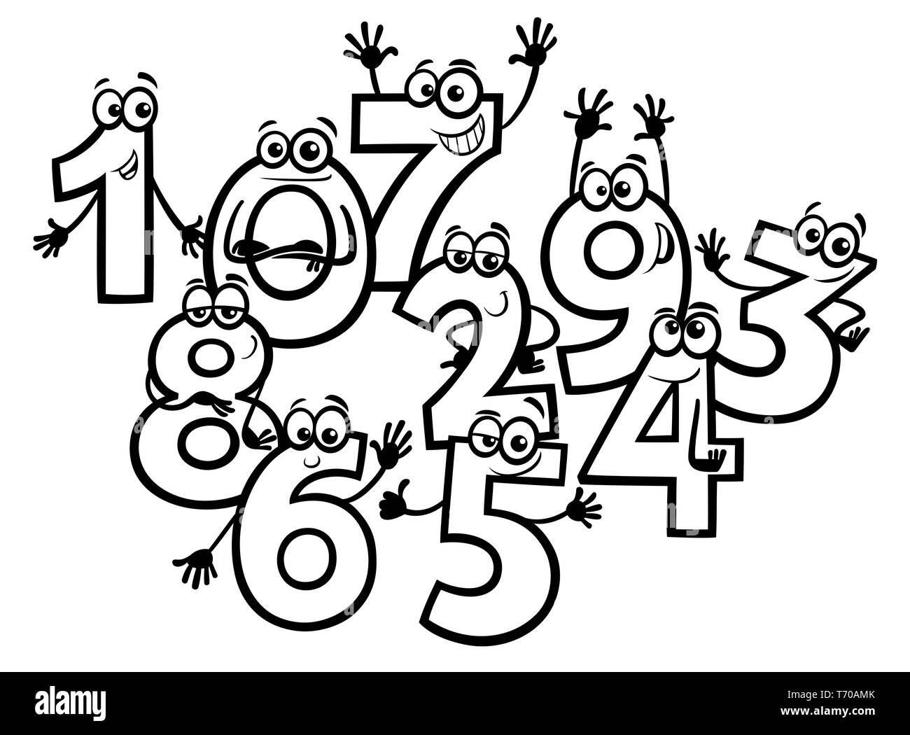 Cartoon grundlegende Zahlen Gruppe Buch Färbung Stockfoto