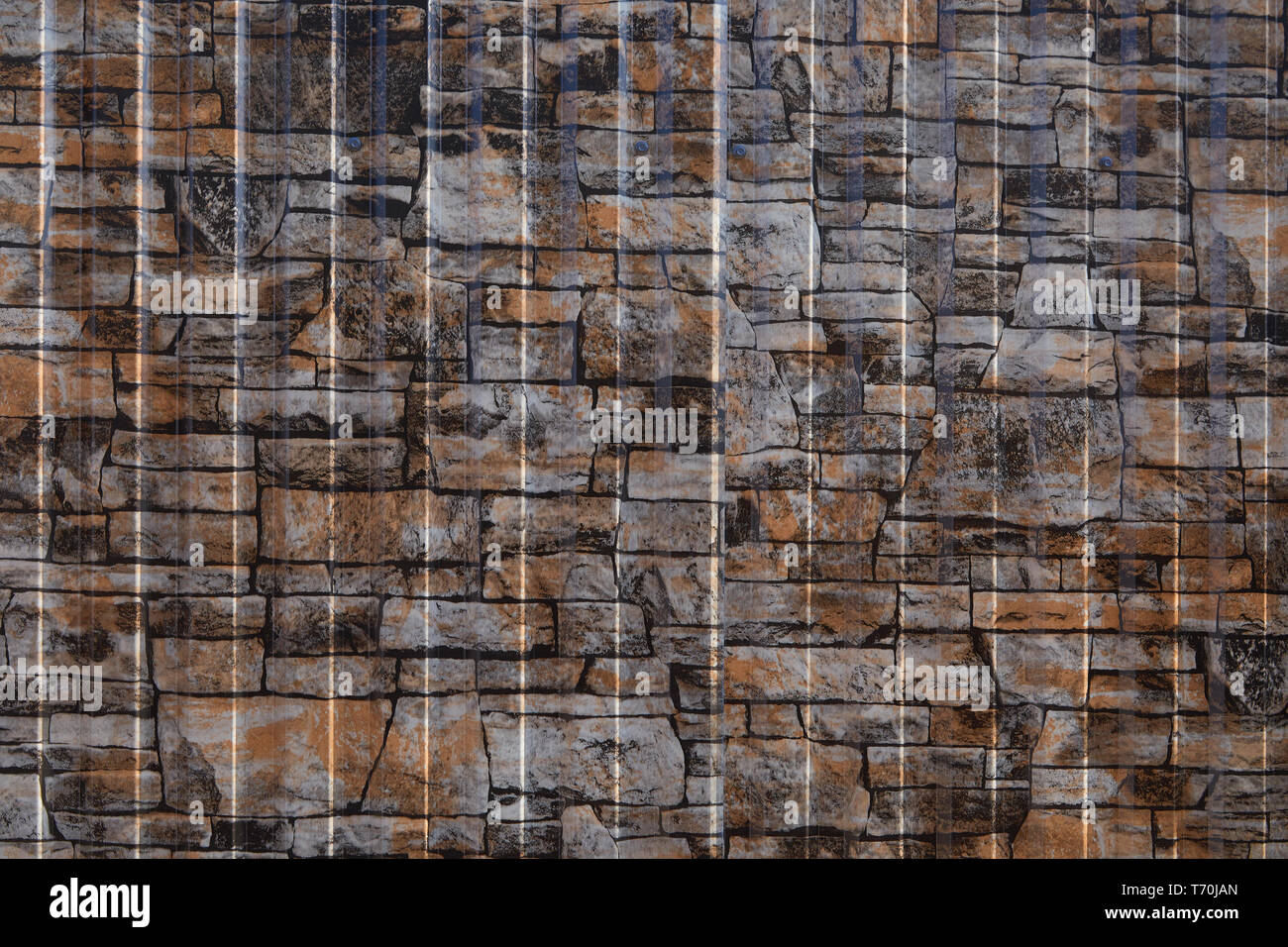 Nahtlose Behälter Muster. Aluminium Zaun. Verzinkter Stahl Wandhalter. Wellblech profiliert. Metall Nieten. Hintergrund Der rote Metall abstellgleis Stockfoto