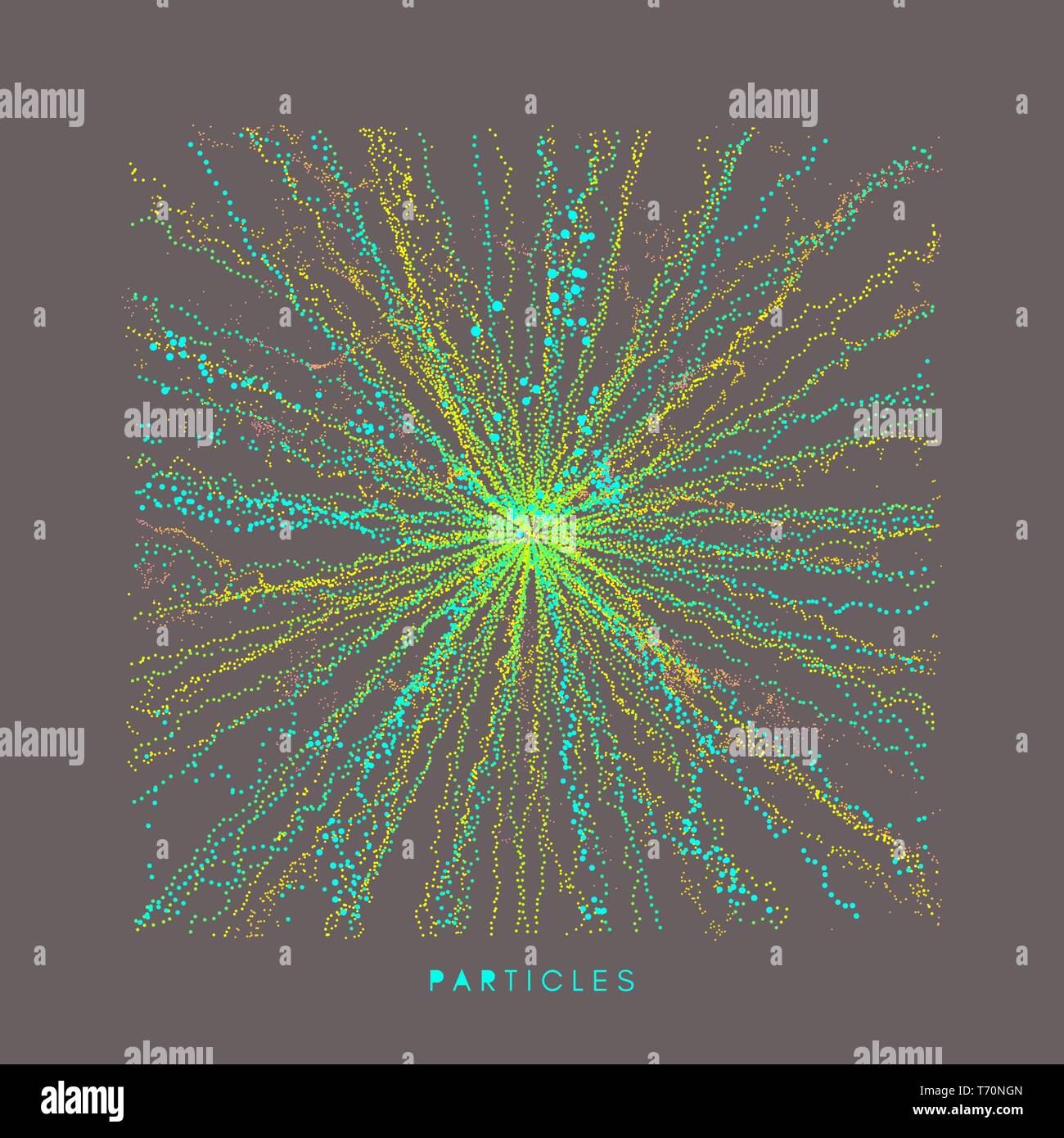 Abstrakte Wissenschaft oder Technologie Hintergrund. Array mit dynamischen Partikeln. Vector Illustration. Stock Vektor