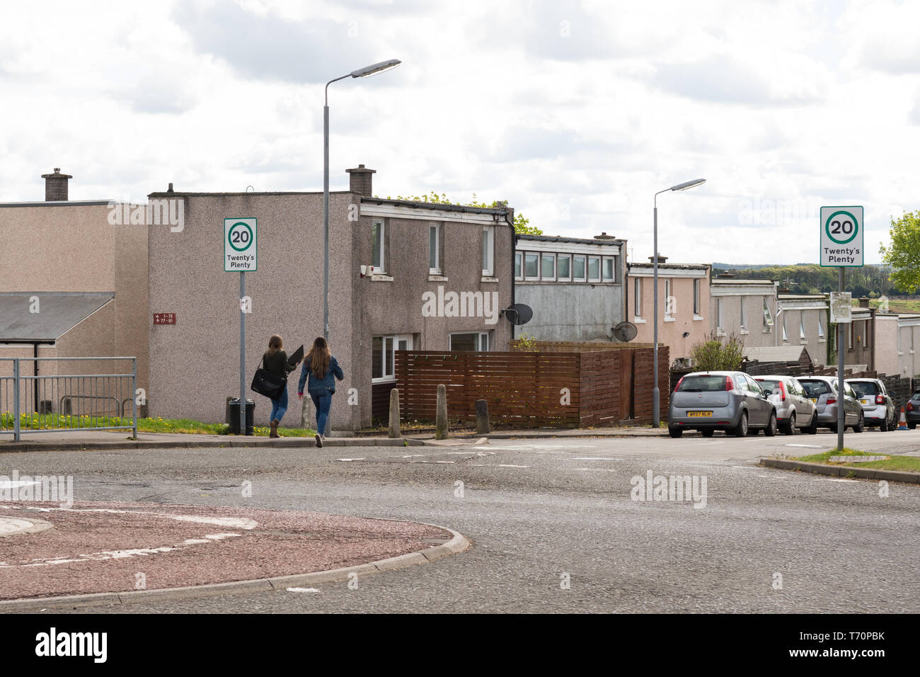 Cumbernauld neue Stadt Beton-Flachdachhäuser, North Lanarkshire, Schottland, Großbritannien Stockfoto