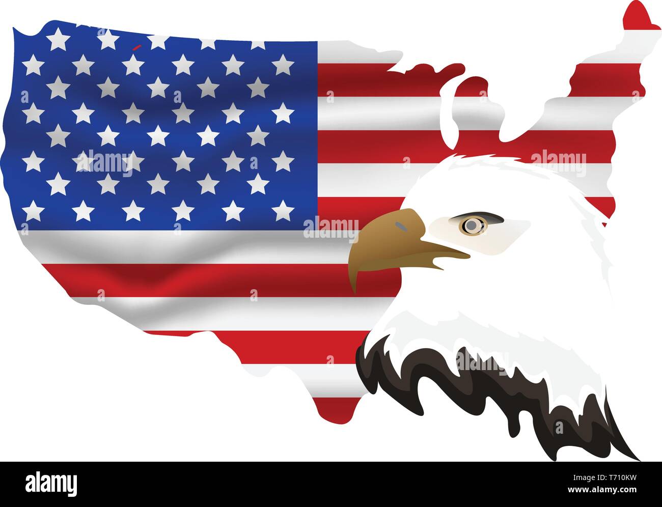 Amerikanische Flagge mit Adler Symbol. Glücklich 4. Juli und der Tag der Unabhängigkeit. Cartoon Vector Illustration. Stock Vektor