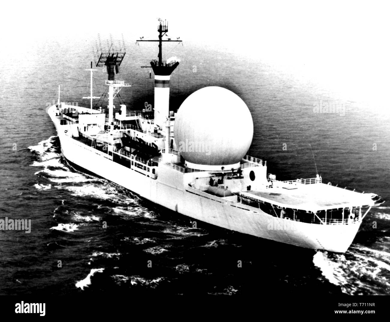 Foto von der United States Navy Kingsport, den ersten Satelliten Kommunikation Schiff, 29. Januar 1963. Mit freundlicher Genehmigung der Nationalen Luft- und Raumfahrtbehörde (NASA). () Stockfoto