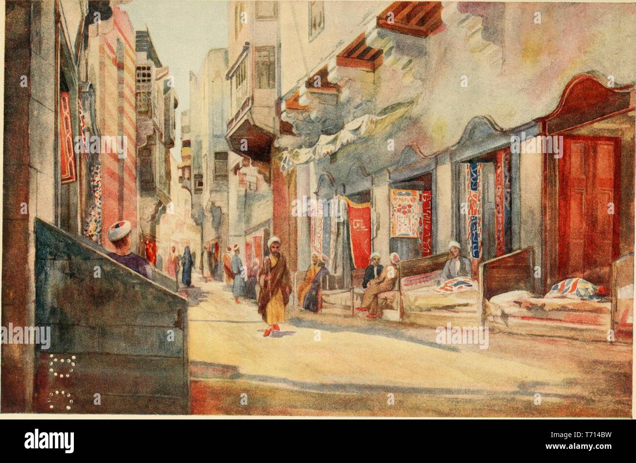 Aquarell "Die tentmakers Basar, Kairo' von Walter Spencer Stanhope Tyrwhitt, aus dem Buch "Kairo, Jerusalem und Damaskus" von David Samuel, 1912. Mit freundlicher Genehmigung Internet Archive. () Stockfoto