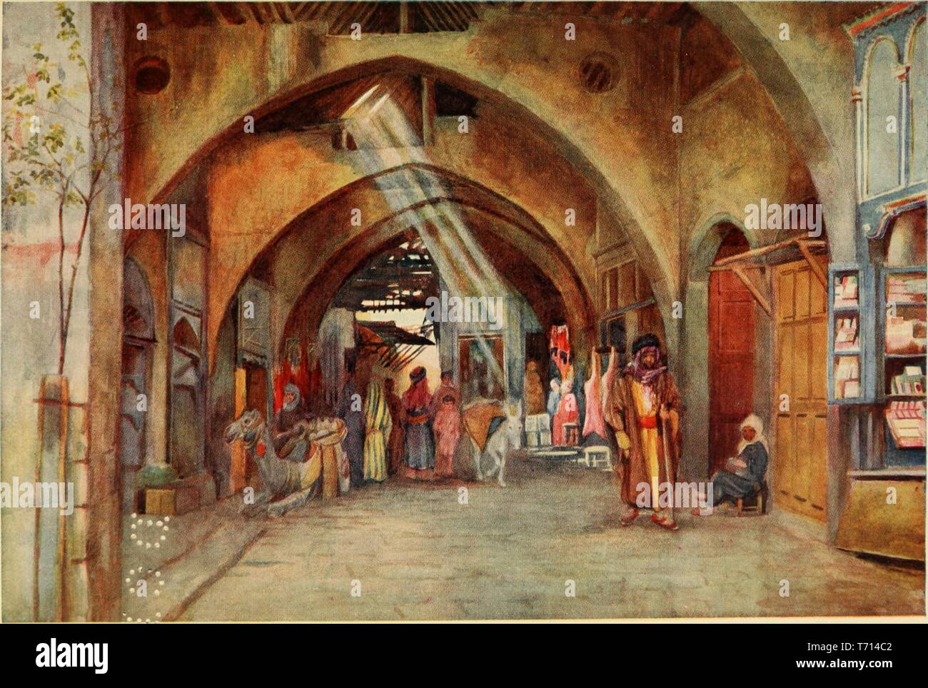 Aquarell "Hamareh in Damaskus" von Walter Spencer Stanhope Tyrwhitt, aus dem Buch "Kairo, Jerusalem und Damaskus" von David Samuel, 1912. Mit freundlicher Genehmigung Internet Archive. () Stockfoto