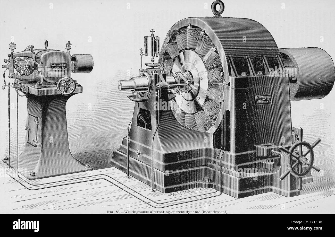 Gravur der Westinghouse abwechselnd - Aktuelle dynamo Maschine aus dem Buch 'Modern Mechanismus" von Park Benjamin, 1892. Mit freundlicher Genehmigung Internet Archive. () Stockfoto