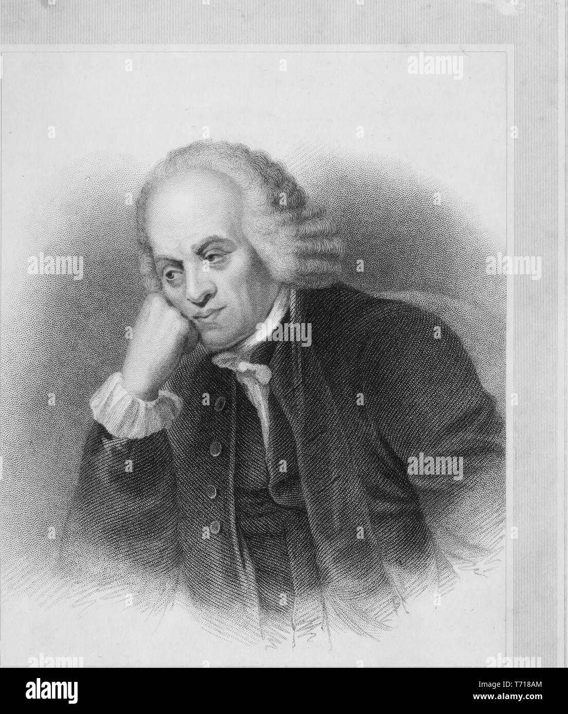 Graviert Portrait von Michael Johnson, Buchhändlerin, und Richter von Lichfield von Cubley, Yorkshire, England, Vater von Dr. Samuel Johnson, aus dem Buch "Johnsoniana; oder, Ergänzung zum Boswell' von James Boswell, 1836. Mit freundlicher Genehmigung Internet Archive. () Stockfoto
