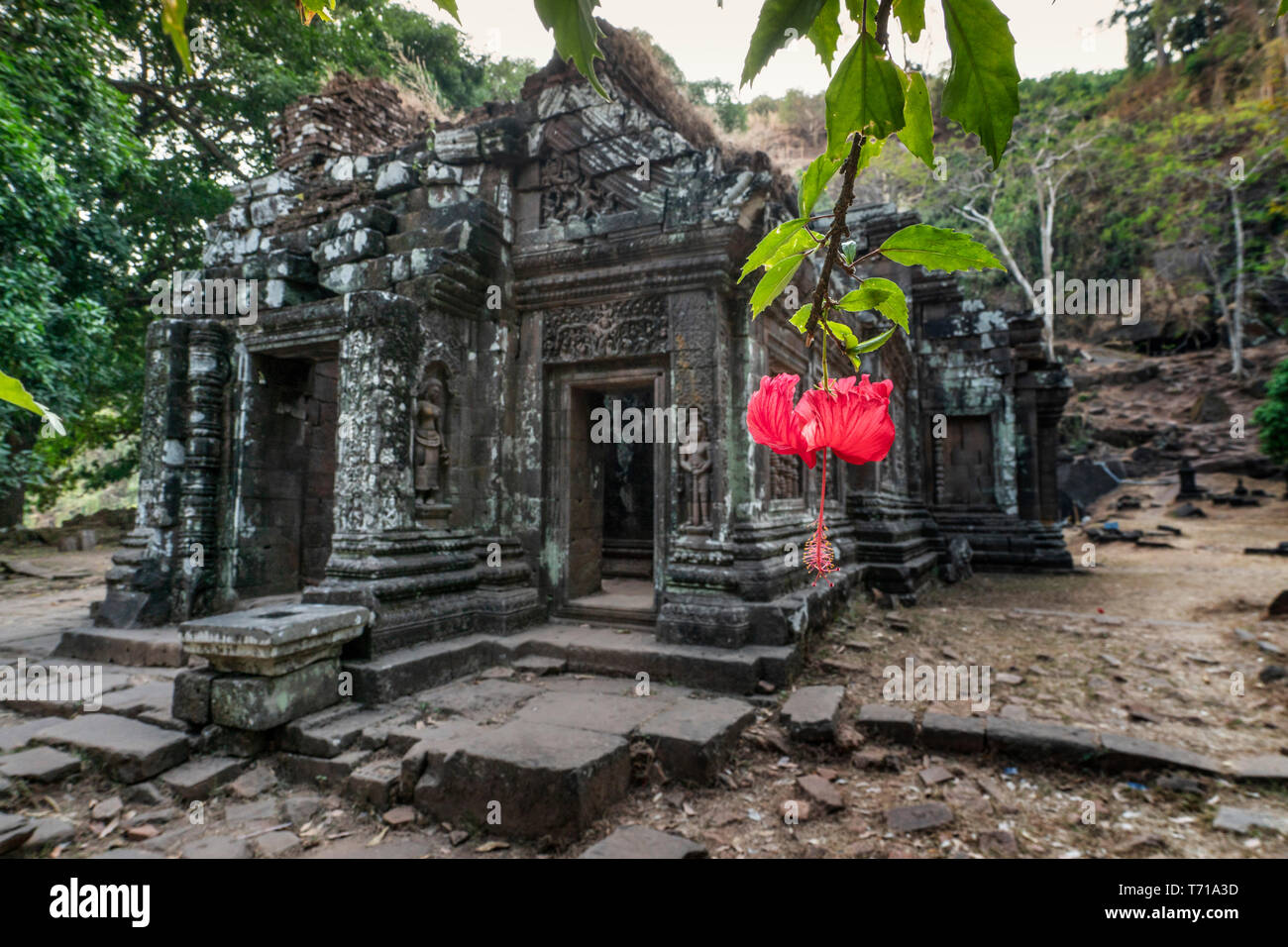 Vat Phou Tempel, UNSECO, Welterbe, Provinz Champassak, Khmer Stil, Essen Süd Asien, Laos Stockfoto