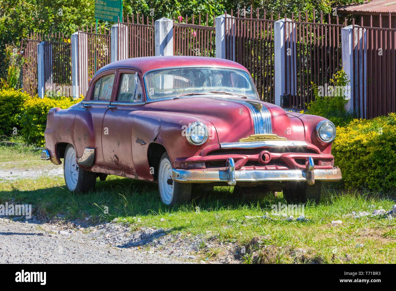 Alten roten Pontiac Auto Stockfoto