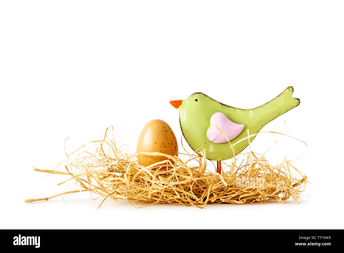 Ostern Nest mit einem Vogel und einem Ei Stockfoto