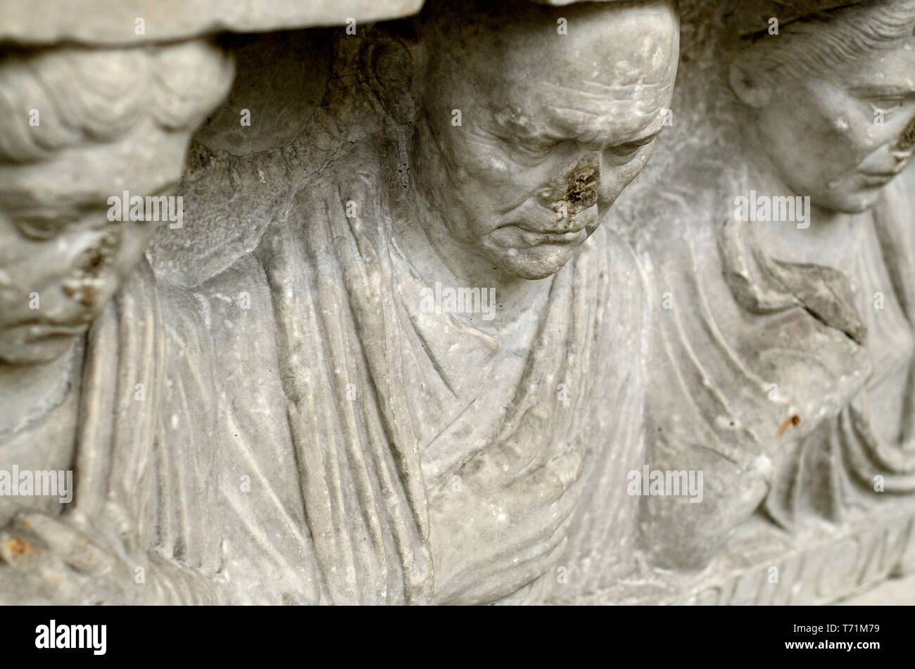British Museum, Bloomsbury, London, England, UK. "Freigelassene Porträts - Steinreliefs, einst Teil eines Grabes, der ehemaligen römischen Sklaven, die gekauft oder hatte e Stockfoto
