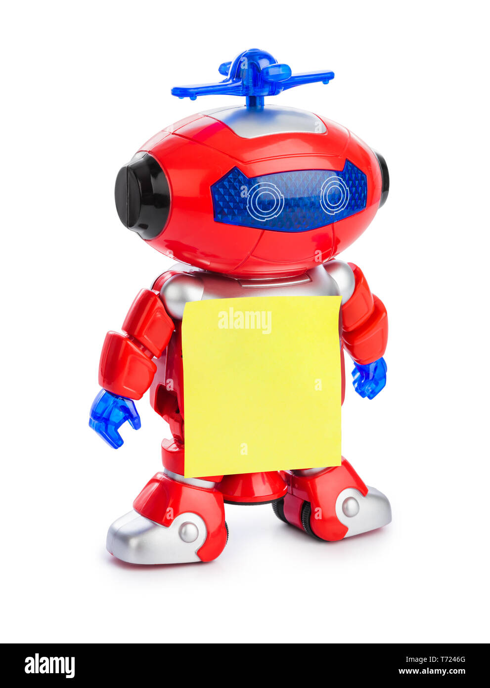 Spielzeug Roboter mit leerem Papier Stockfoto