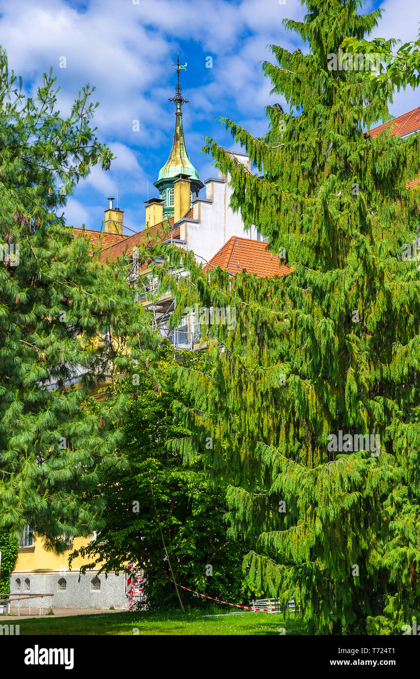 Historisches Wohnhaus, sogenannte Abel Haus, am Brettermarkt 8 in der Altstadt von Lindau im Bodensee, Bayern, Deutschland, Europa. Stockfoto