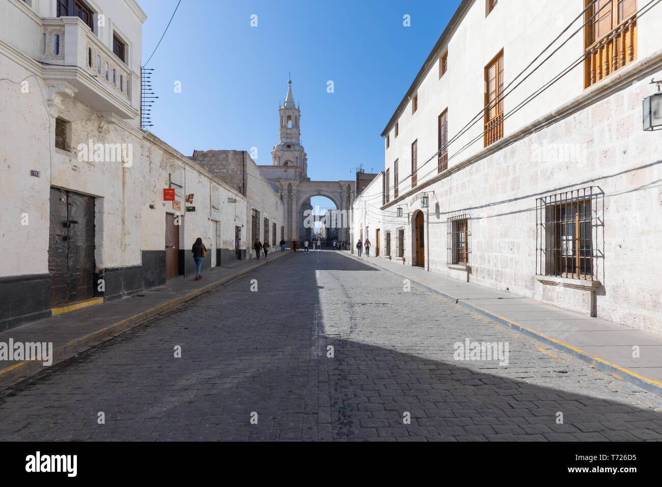 Saint Augustin Straße Arequipa Peru Stockfoto