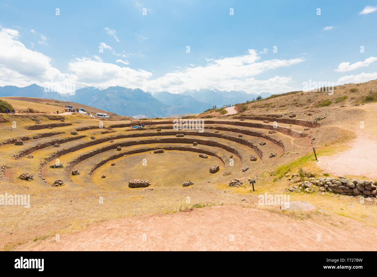 Moray archäologische Stätte Panoramablick Cuzco Peru Stockfoto