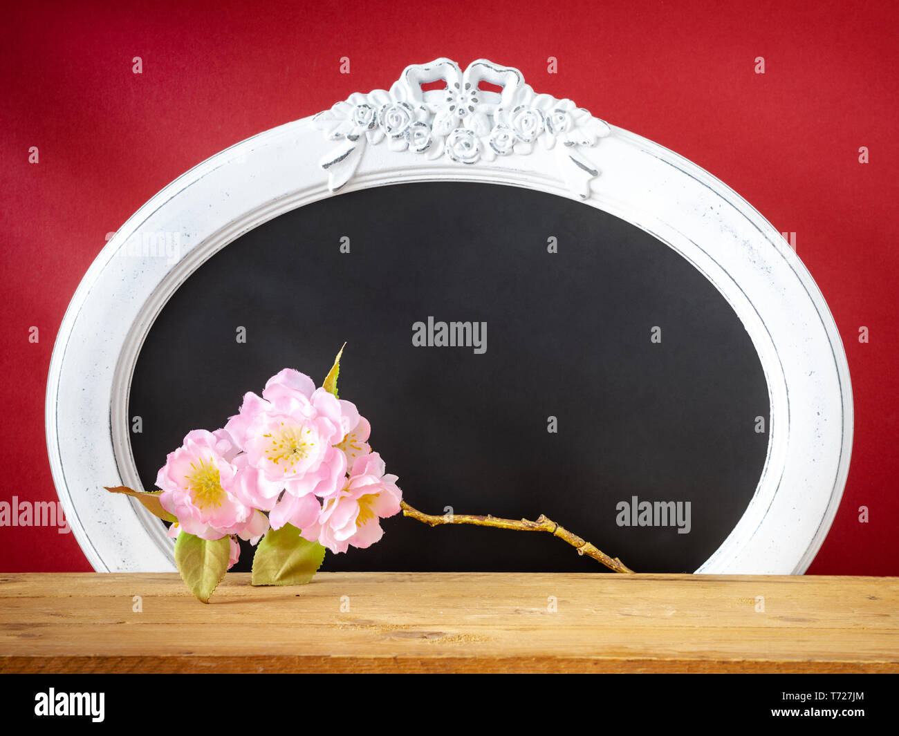 Feder Dekoration Blumen und vintage Frame Stockfoto