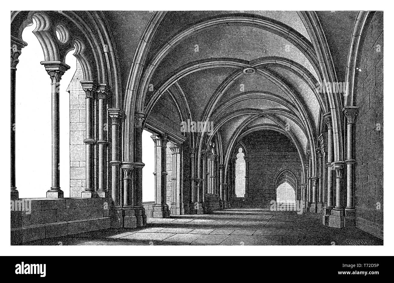Halle des Kloster Maulbronn, Römisch-katholischen Zisterzienserabtei aus dem XII Jahrhundert in Baden-Württemberg im romanischen und gotischen Stil Stockfoto