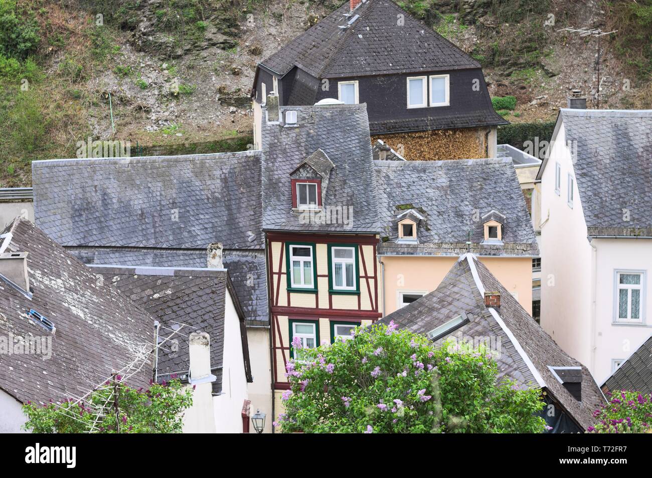 Eine seltsame dünne Fachwerkhaus (Bacharach, Deutschland, Europa) Stockfoto