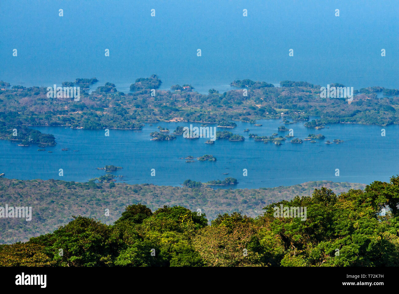 Luftaufnahme von Isletas de Granada, Inseln im See Nicaragua Mittelamerika. Die Inseln reichen von ein paar Füßen über bis zu mehr als ein Hektar; viele o Stockfoto