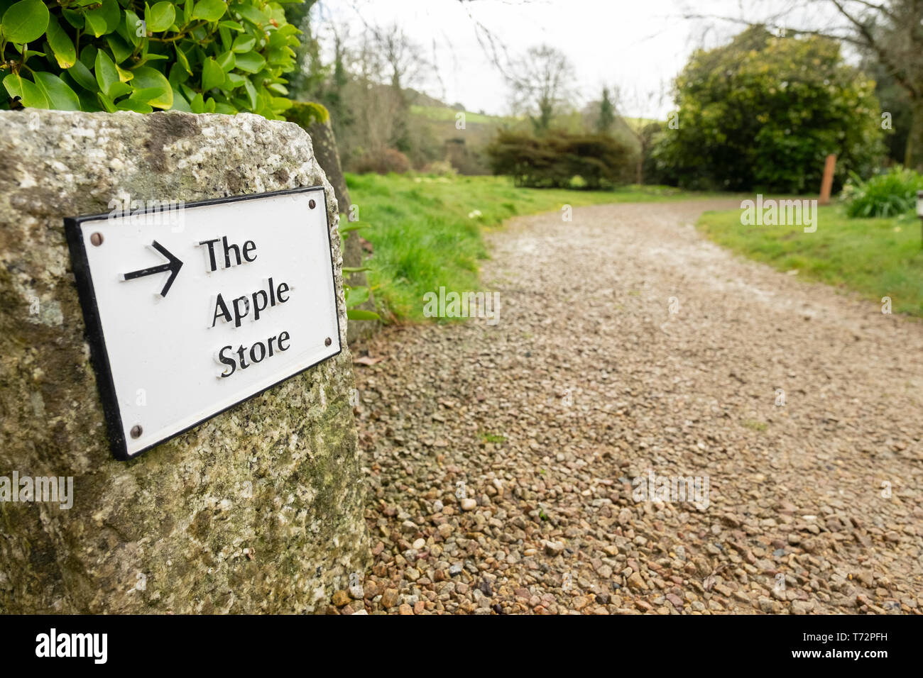 Eine alternative "Apple Store" Schild, Bosveal Manor House, Cornwall, England. Wo Äpfel wurden gehalten, bevor Kühlschränke erfunden wurden. Stockfoto
