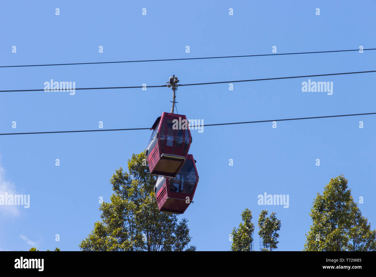 Neue Seilbahn in Genting Highlands übersetzende Passagiere in Malaysia. Stockfoto