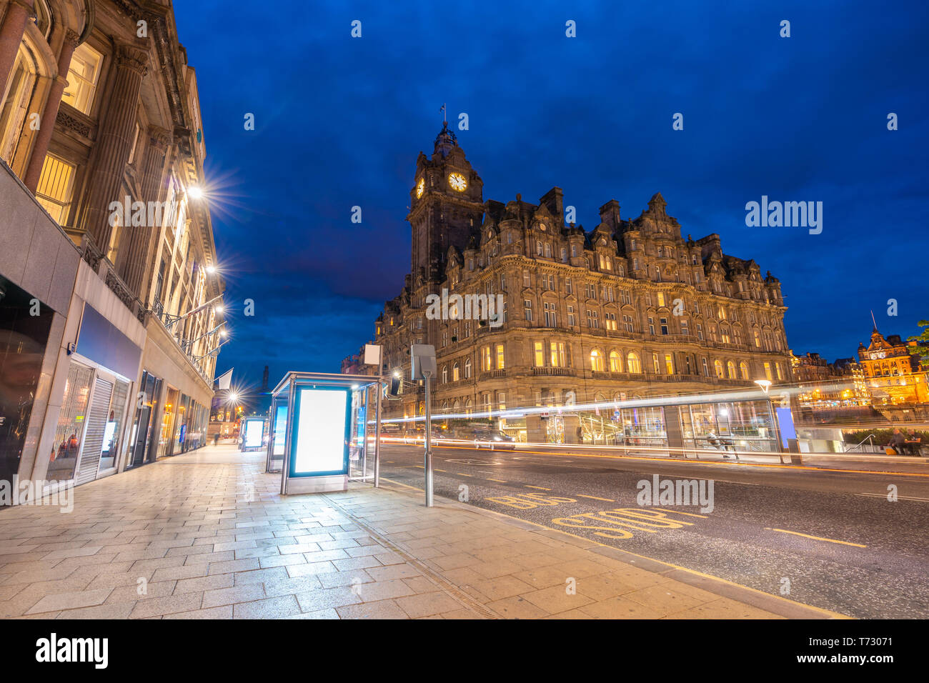 Edinburgh Stadtbild bei Sonnenuntergang Dämmerung, Edinburgh, Schottland Großbritannien Stockfoto