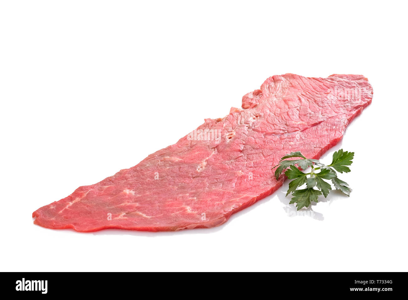 Rindfleisch mit der Oberseite des Zusatzgeräts für weiße isoliert Stockfoto