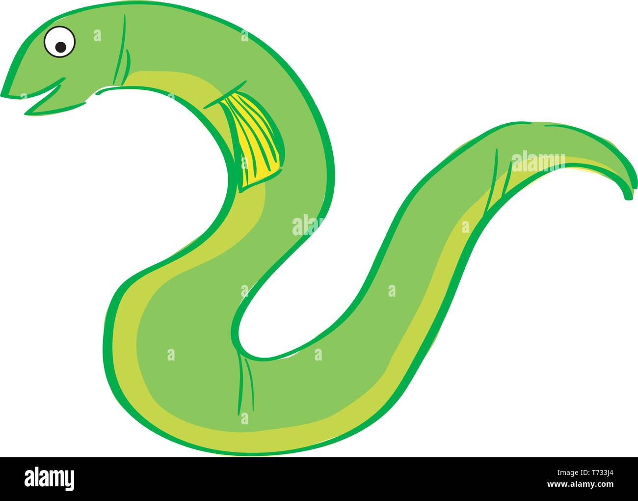 Ein grüner Aal auf weißem Hintergrund Stock Vektor