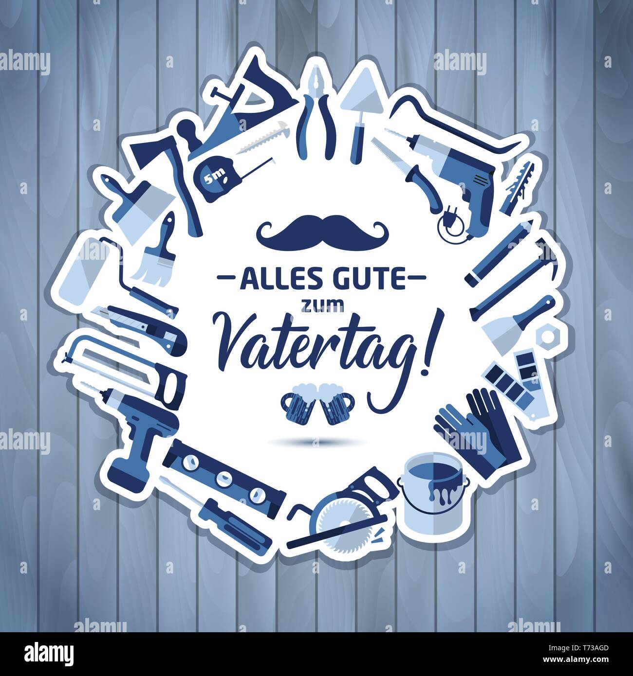 Happy Vatertag vektor Schriftzug Hintergrund. Happy Vatertag Banner auf Holz- Textur. Stock Vektor