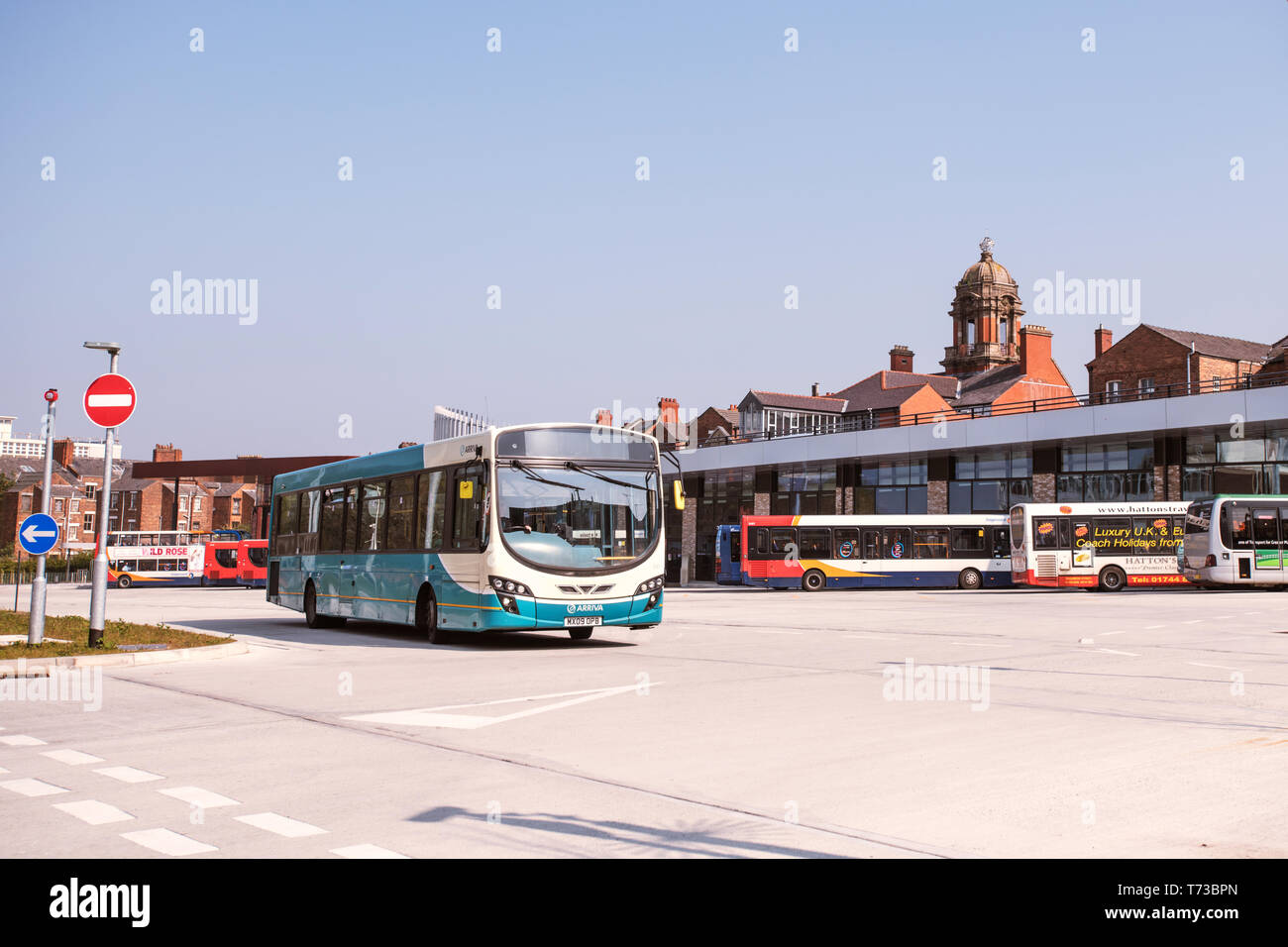 Wigan Bus Station. Wigan, Lancashire, Großbritannien. Stockfoto