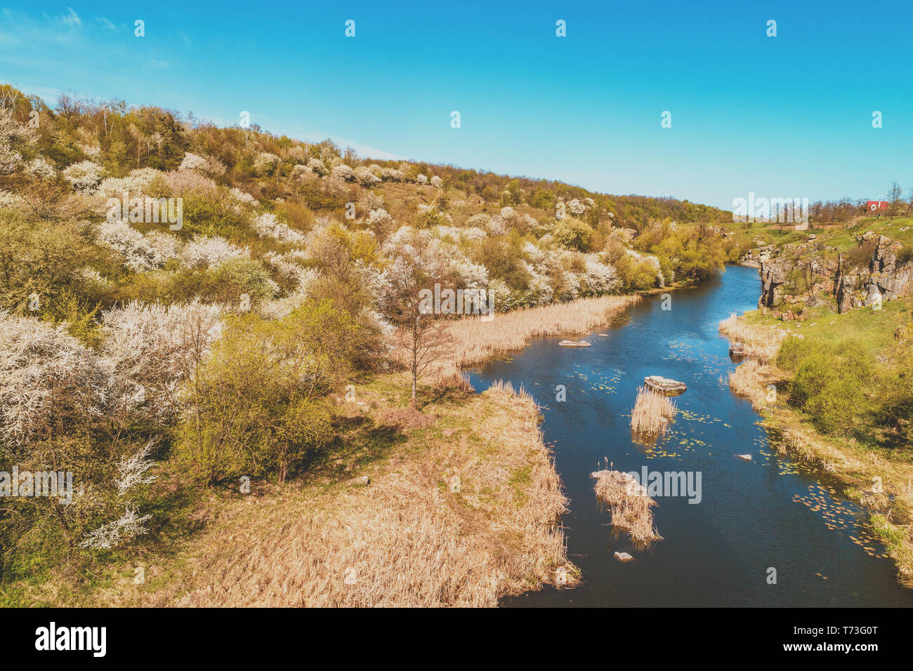 Mountain River im frühen Frühjahr Stockfoto