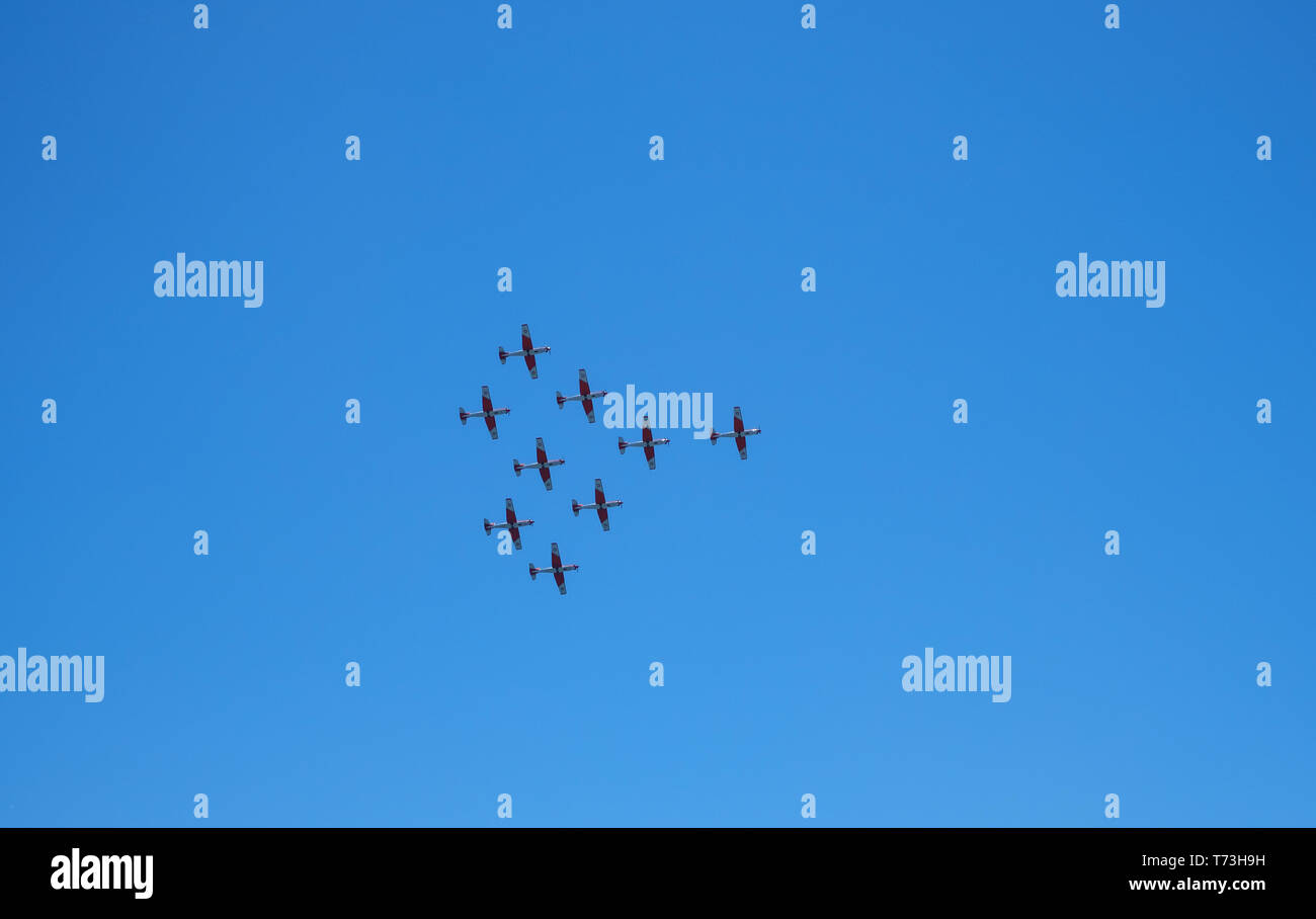 Torre del Mar, Spanien - Juli 29., 2018. Flugzeuge aerobatic Gruppe die Durchführung einer Demonstration Flug bei Festival Aereo Internationale Torre del Mar, Malag Stockfoto