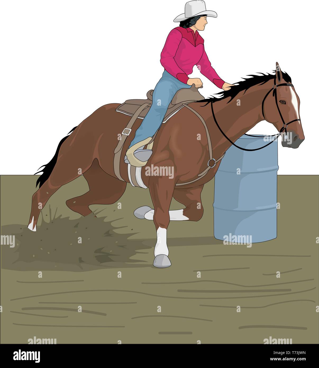 Barrel Racing Vector Illustration Stock Vektor