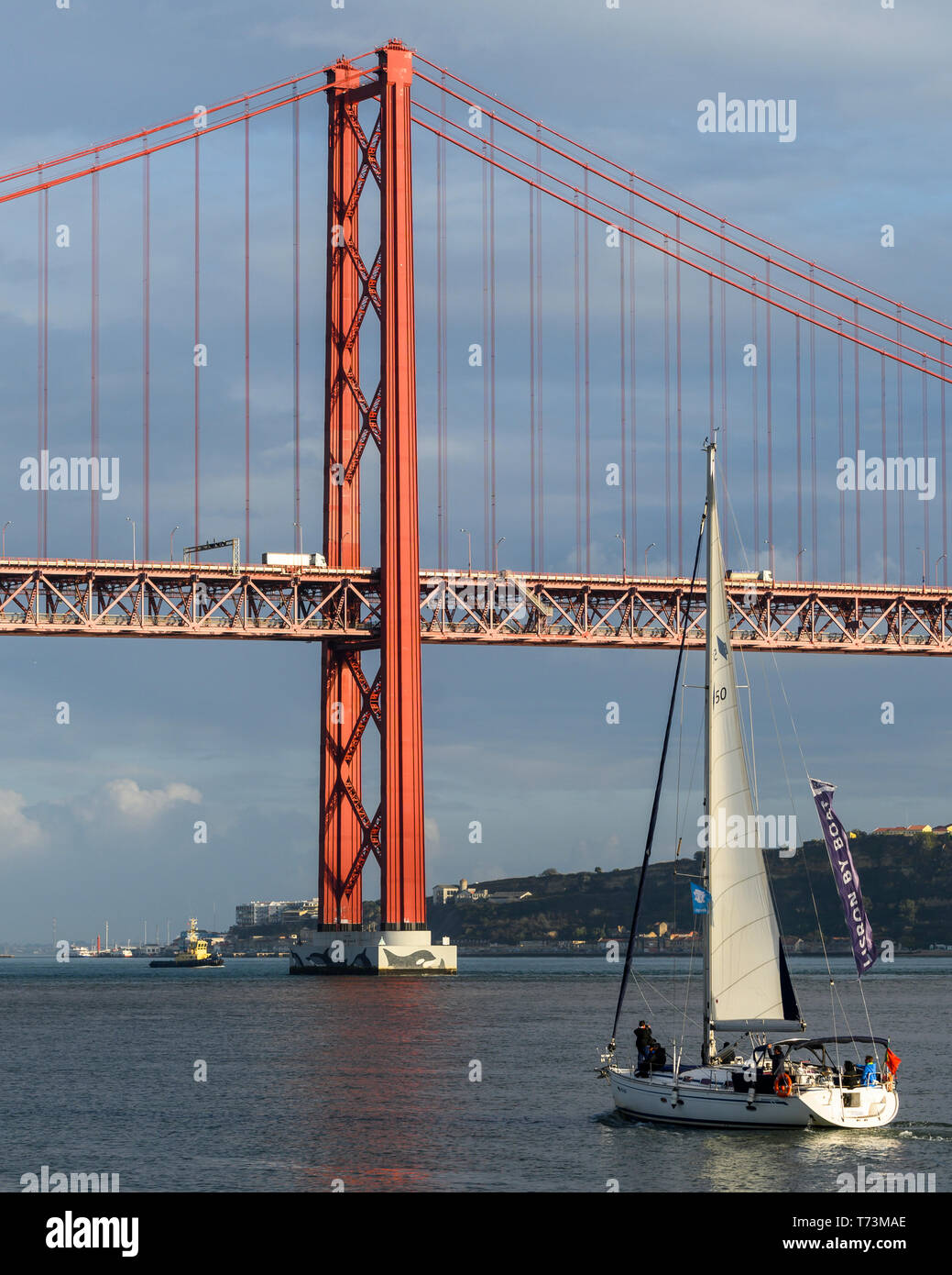 Die Brücke "25 de Abril"; Lissabon, Setubal, Portugal Stockfoto