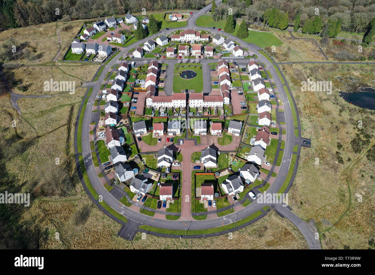 Antenne drone Ansicht der oval geformten Gehäuses Entwicklung DE Stockfoto