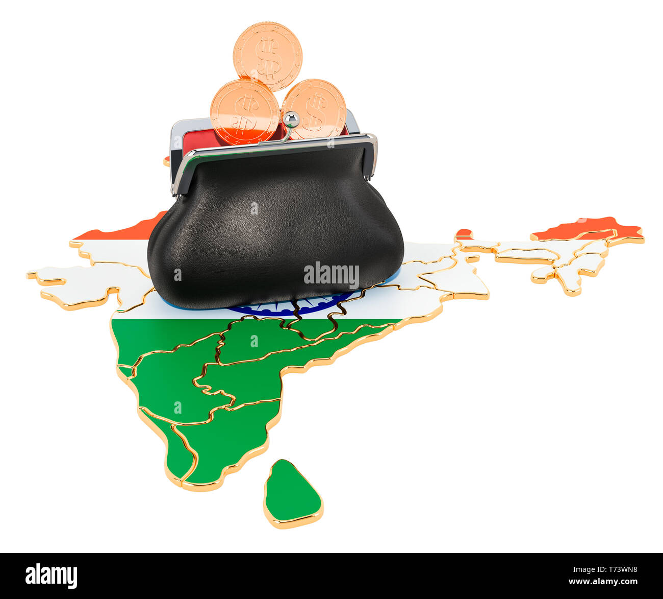 Banking, Investment oder finanzielle Konzept in Indien. 3D-Rendering auf weißem Hintergrund Stockfoto