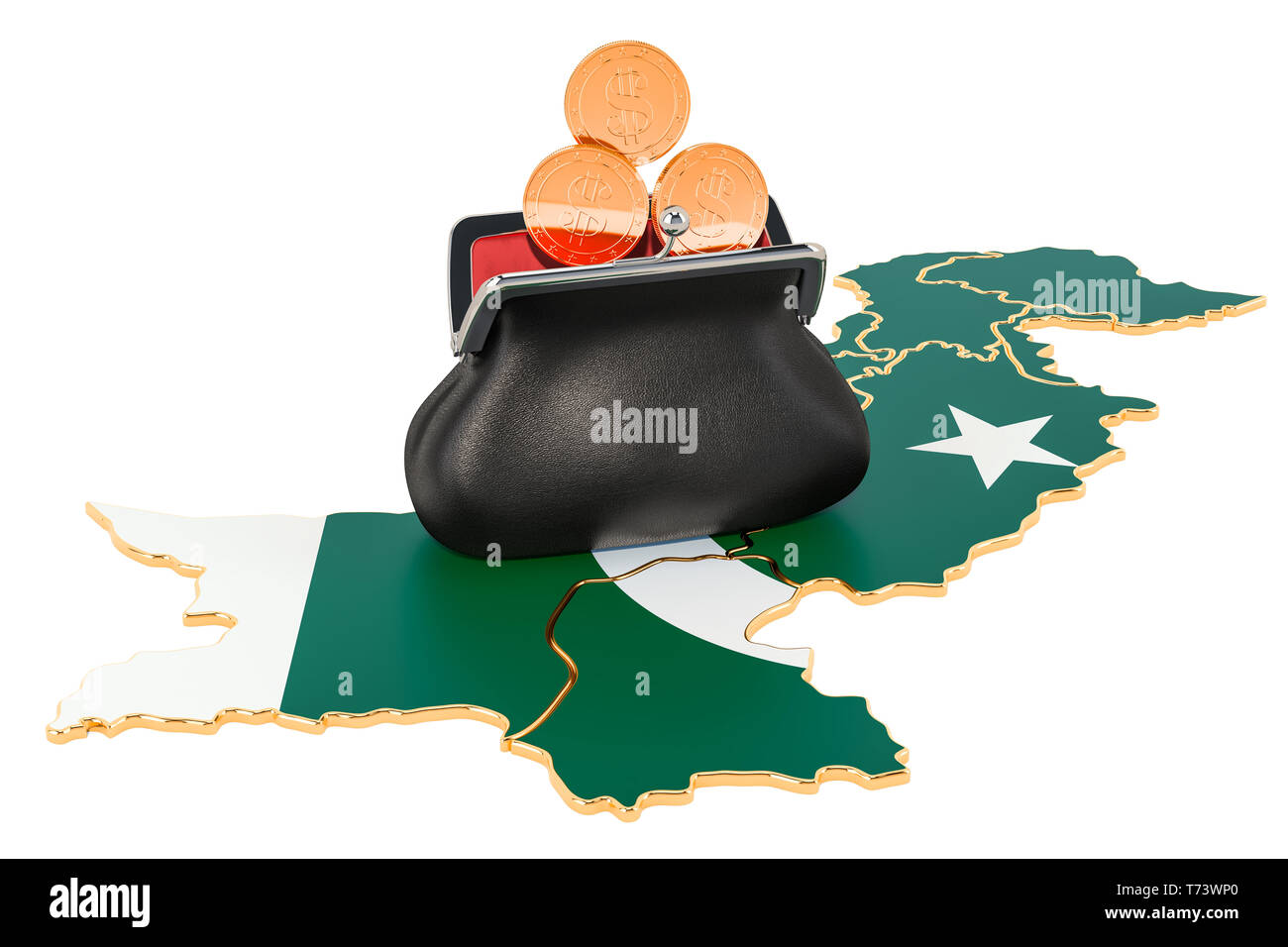 Banking, Investment oder finanzielle Konzept in Pakistan. 3D-Rendering auf weißem Hintergrund Stockfoto