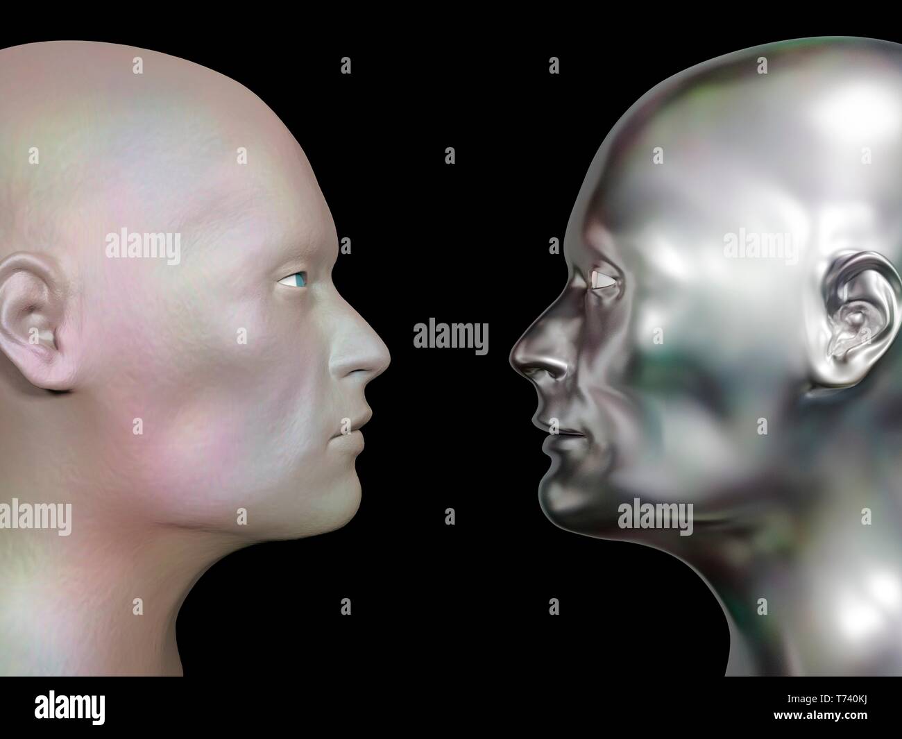 Menschlichen klonen und humanoide Roboter, Abbildung Stockfoto