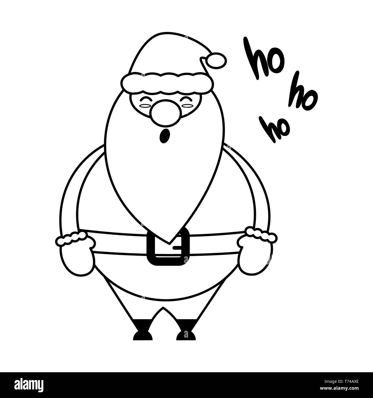 Süße schwarze und weiße cartoon Vektor santa claus Abbildung für die Einfärbung von Kunst Stock Vektor