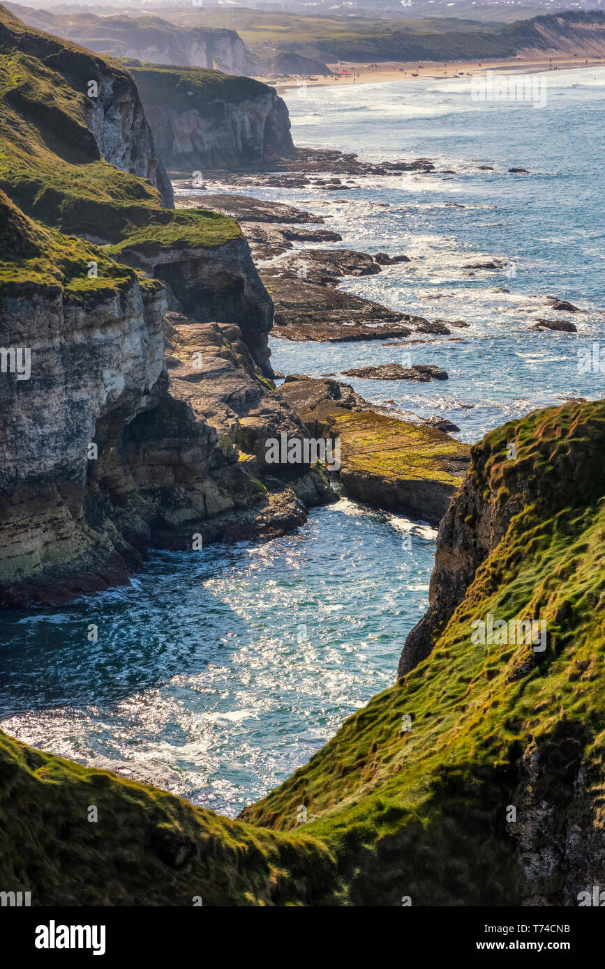 Die weißen Felsen auf der North Antrim Coast; Irland Stockfoto
