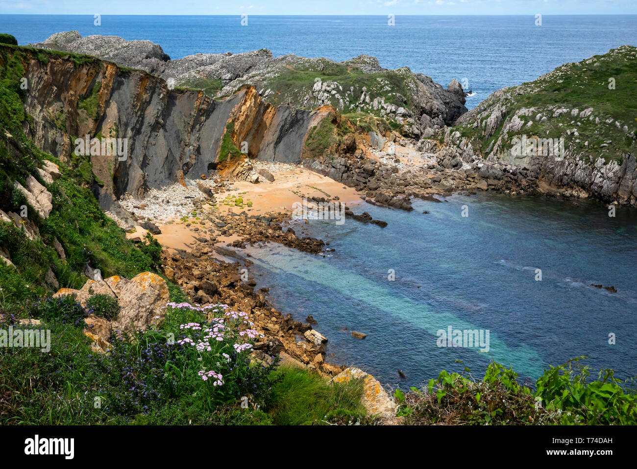 Nordküste Spaniens mit Blick auf den Atlantischen Ozean; Spanien Stockfoto